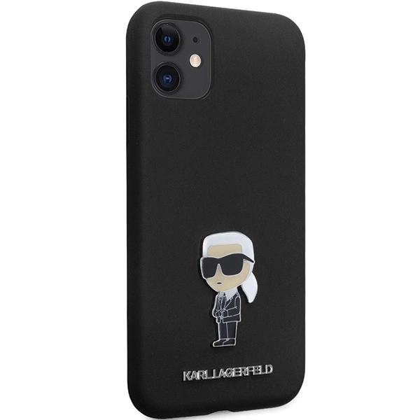 Karl Lagerfeld KLHCN61SMHKNPK dėklas iPhone 11 / Xr – juodas silikono Ikonik Metal Pin - Image 4