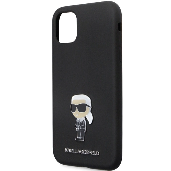 Karl Lagerfeld KLHCN61SMHKNPK dėklas iPhone 11 / Xr – juodas silikono Ikonik Metal Pin - Image 6