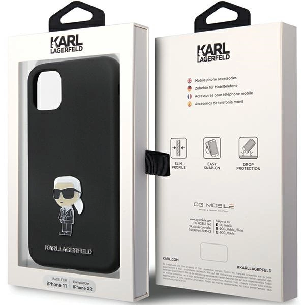 Karl Lagerfeld KLHCN61SMHKNPK dėklas iPhone 11 / Xr – juodas silikono Ikonik Metal Pin - Image 8
