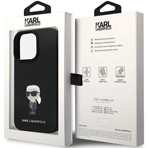 Karl Lagerfeld KLHCP14XSMHKNPK dėklas iPhone 14 Pro Max 6.7" – juodas silikono Ikonik Metal Pin - Image 8