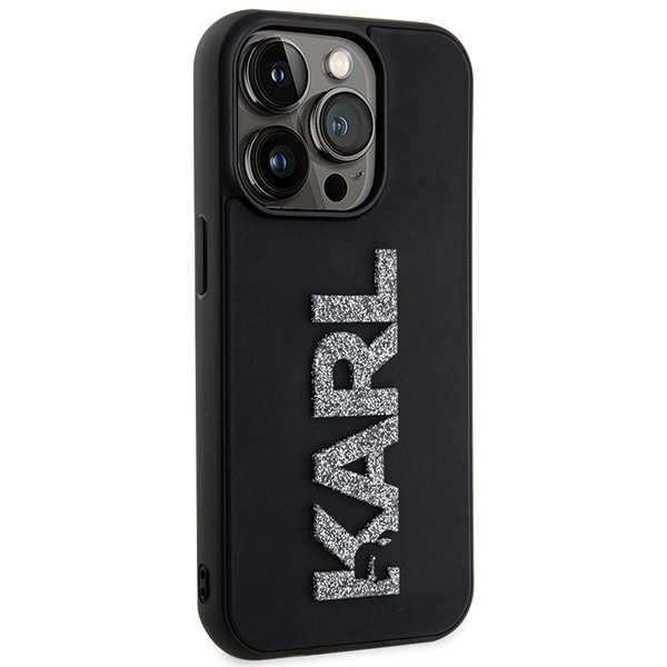 Karl Lagerfeld 3D Rubber Glitter Logo dėklas iPhone 15 Pro Max – juodas - Image 4