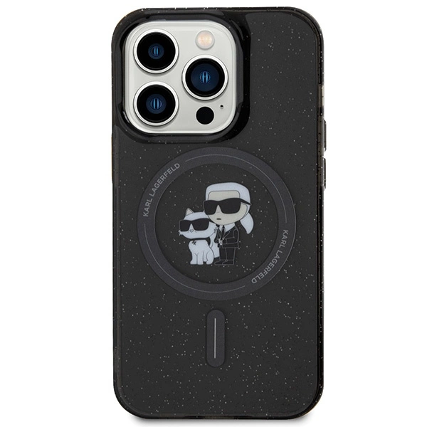 Karl Lagerfeld Karl & Choupette Glitter MagSafe dėklas iPhone 15 Pro – juodas - Image 3