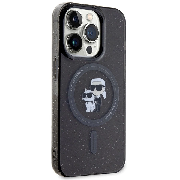 Karl Lagerfeld Karl & Choupette Glitter MagSafe dėklas iPhone 15 Pro – juodas - Image 4