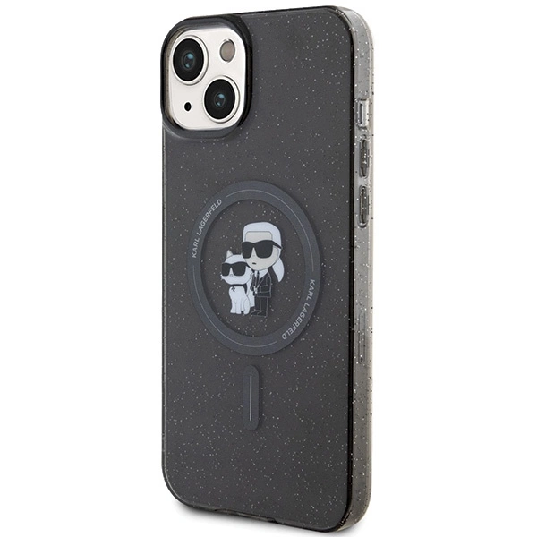 Karl Lagerfeld Karl & Choupette Glitter MagSafe dėklas iPhone 15 Plus – juodas - Image 2