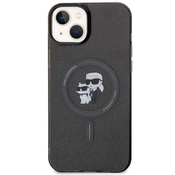 Karl Lagerfeld Karl & Choupette Glitter MagSafe dėklas iPhone 15 Plus – juodas - Image 3
