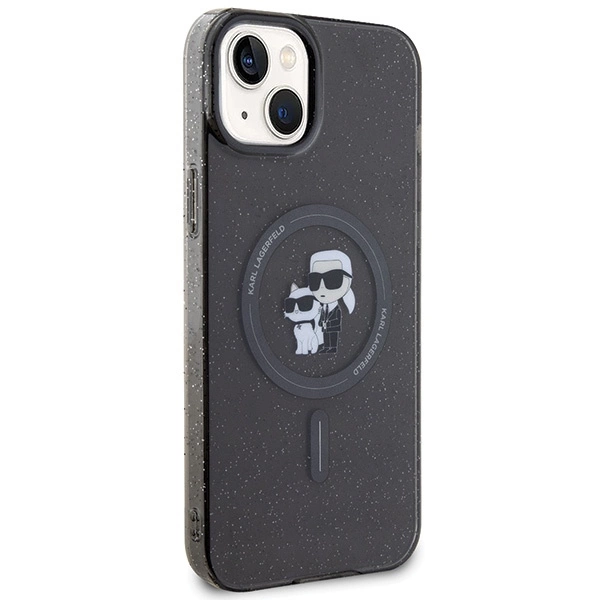 Karl Lagerfeld Karl & Choupette Glitter MagSafe dėklas iPhone 15 Plus – juodas - Image 4
