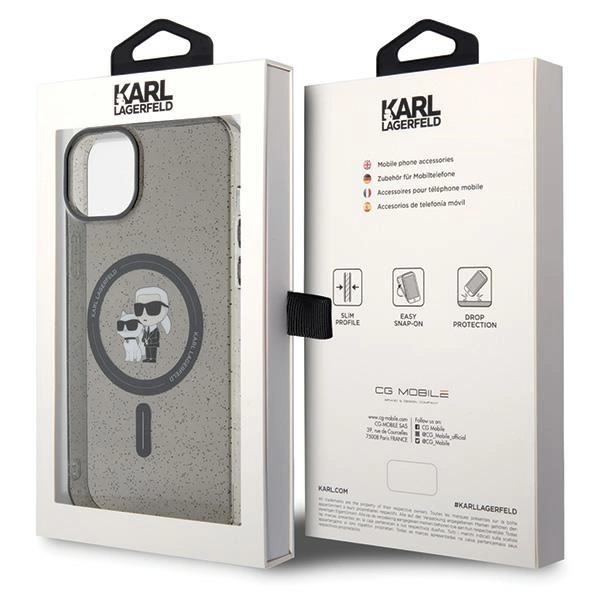 Karl Lagerfeld Karl & Choupette Glitter MagSafe dėklas iPhone 15 Plus – juodas - Image 8