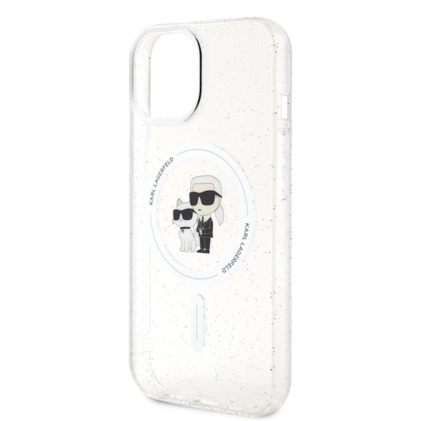 Karl Lagerfeld Karl & Choupette Glitter MagSafe dėklas iPhone 15 Plus – permatomas - Image 6
