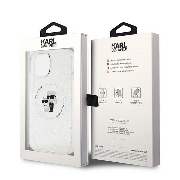 Karl Lagerfeld Karl & Choupette Glitter MagSafe dėklas iPhone 15 Plus – permatomas - Image 8
