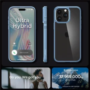Spigen Crystal Hybrid Case for iPhone 15 Pro Max - Clear Blue