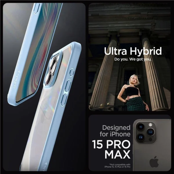 Spigen Crystal Hybrid dėklas iPhone 15 Pro Max – mėlynas permatomas - Image 4