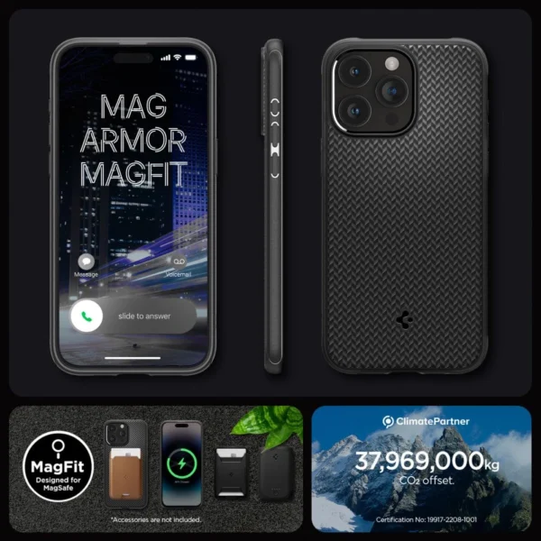 Spigen Mag Armor dėklas su MagSafe iPhone 15 Pro Max – matinės juodos - Image 14