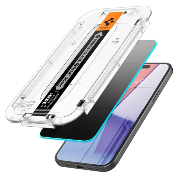 Grūdintas stiklas Spigen GLAS.tR EZ Fit 2-pack iPhone 15 Plus / 16 Plus Privacy - Image 2