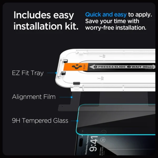 Grūdintas stiklas Spigen GLAS.tR EZ Fit 2-pack iPhone 15 Plus / 16 Plus Privacy - Image 8