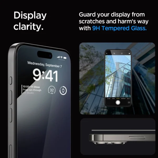 Spigen Glas.tR EZ Fit FC grūdintas stiklas iPhone 15 Pro – juodas - Image 7