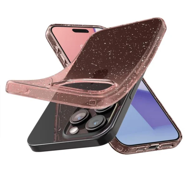 Spigen Liquid Crystal Glitter iPhone 15 Pro Max dėklas – rožinis / skaidrus - Image 7