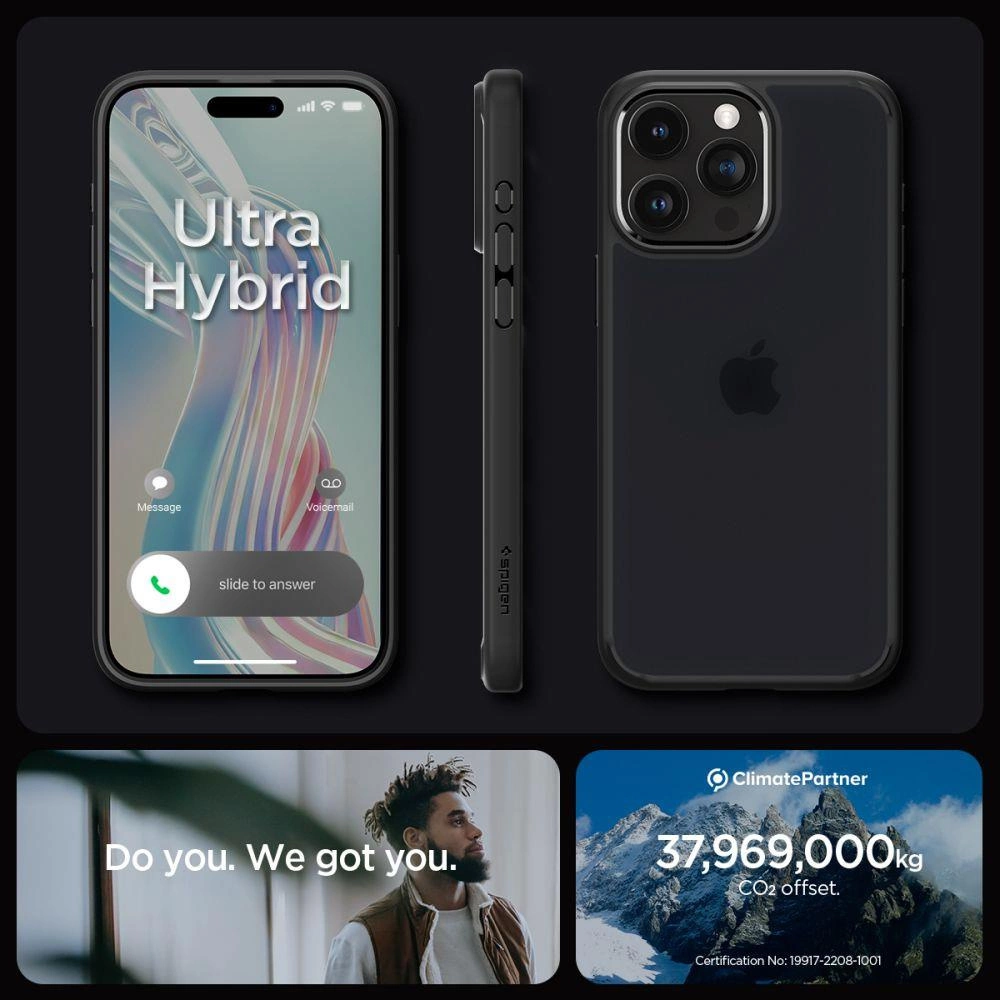 Spigen Ultra Hybrid iPhone 15 Pro Max dėklas – skaidrus juodas - Image 14