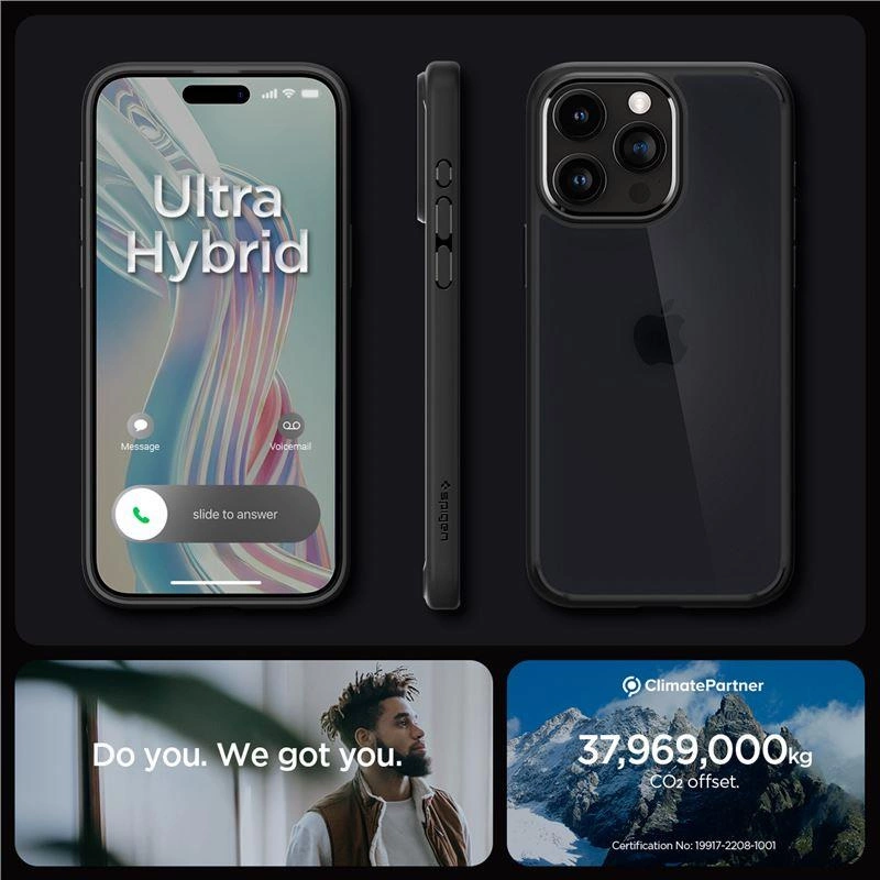 Spigen Ultra Hybrid iPhone 15 Pro Max dėklas – skaidrus juodas - Image 9