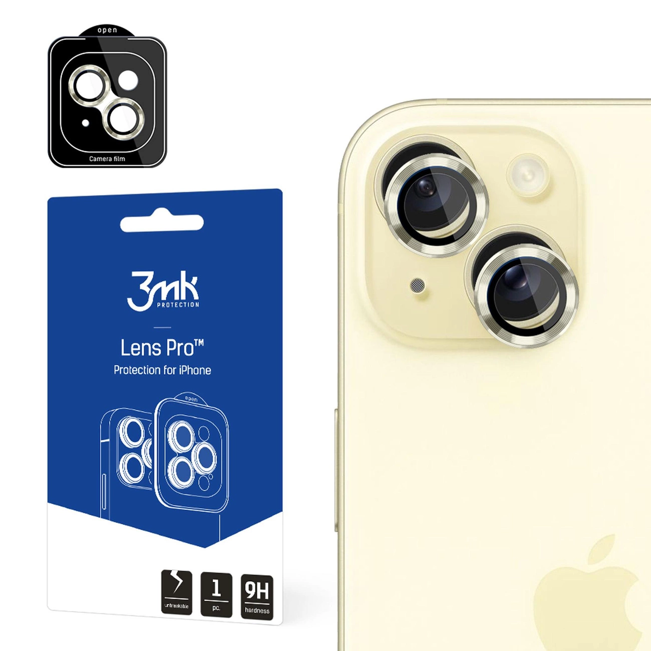 Apple iPhone 15 - 3mk Lens Protection Pro Yellow