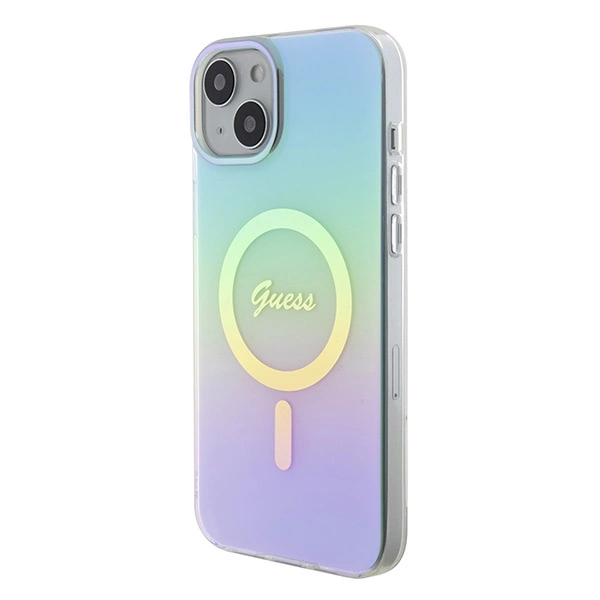 Guess GUHMP15MHITSQ iPhone 15 Plus 6.7" žydras kietas dėklas IML Iridescent MagSafe - Image 2