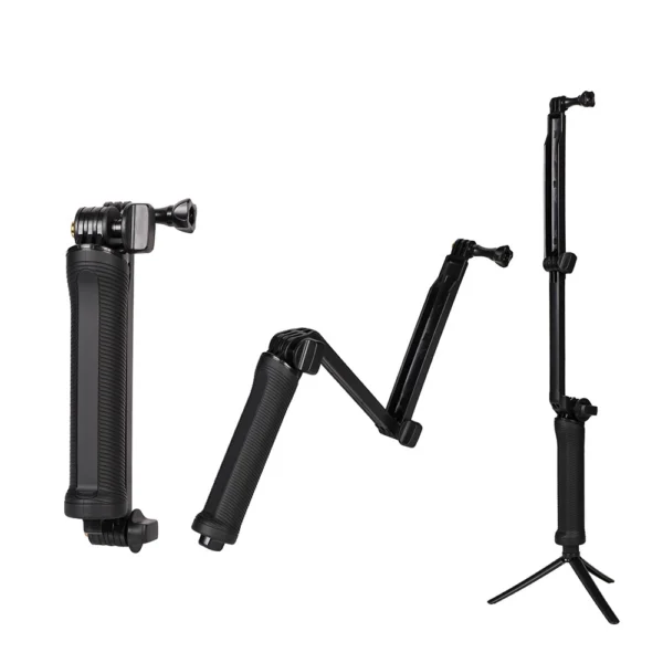 3 in 1 monopodas-trikojis su asmenukių lazda GoPro kamerai - juodas - Image 10