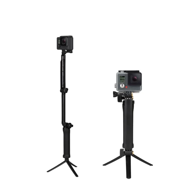 3 in 1 monopodas-trikojis su asmenukių lazda GoPro kamerai - juodas - Image 4