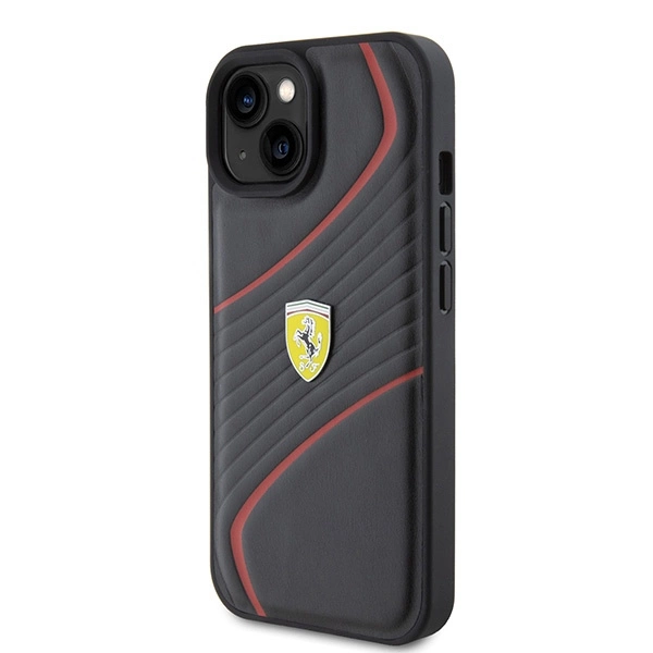 Ferrari FEHCP15SPTWK iPhone 15 6.1" juodas/juodas kietas dėklas su metaliniu Twist logotipu - Image 2