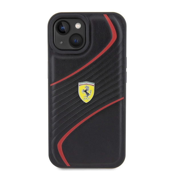 Ferrari FEHCP15SPTWK iPhone 15 6.1" juodas/juodas kietas dėklas su metaliniu Twist logotipu - Image 3