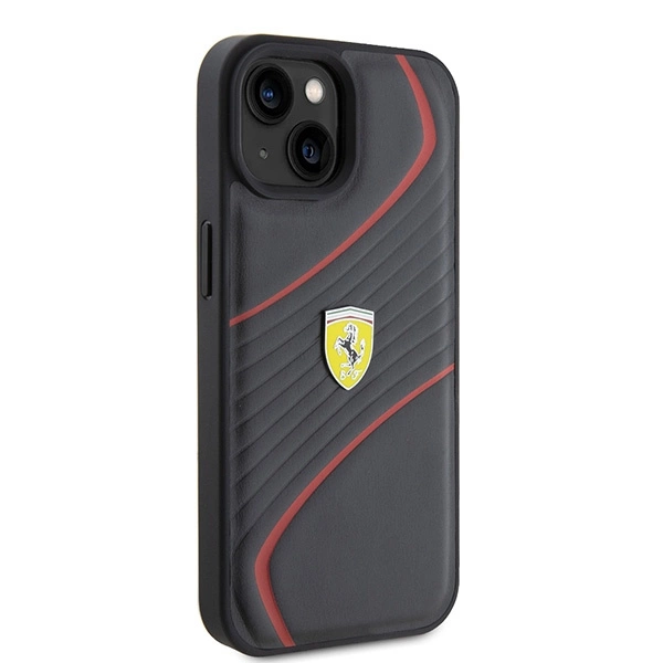 Ferrari FEHCP15SPTWK iPhone 15 6.1" juodas/juodas kietas dėklas su metaliniu Twist logotipu - Image 4