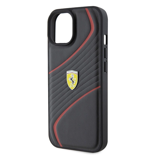 Ferrari FEHCP15SPTWK iPhone 15 6.1" juodas/juodas kietas dėklas su metaliniu Twist logotipu - Image 6
