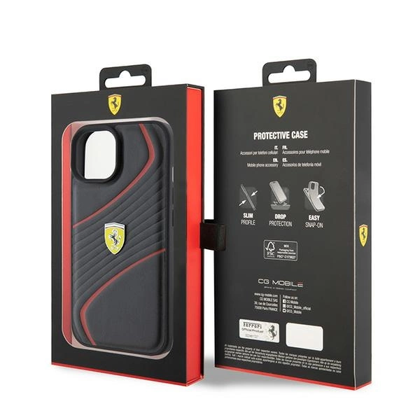 Ferrari FEHCP15SPTWK iPhone 15 6.1" juodas/juodas kietas dėklas su metaliniu Twist logotipu - Image 8