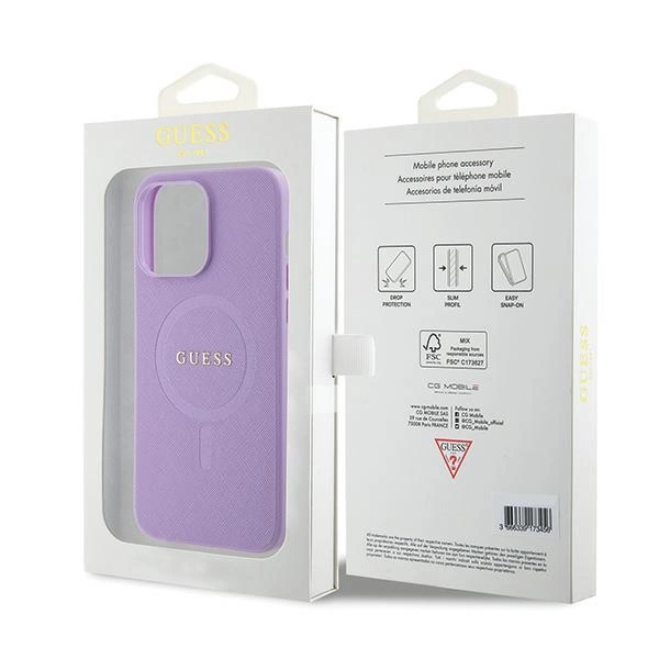 Guess GUHMP15XPSAHMCU iPhone 15 Pro Max 6.7" violetinis/violetinis kietas dėklas Saffiano MagSafe - Image 8