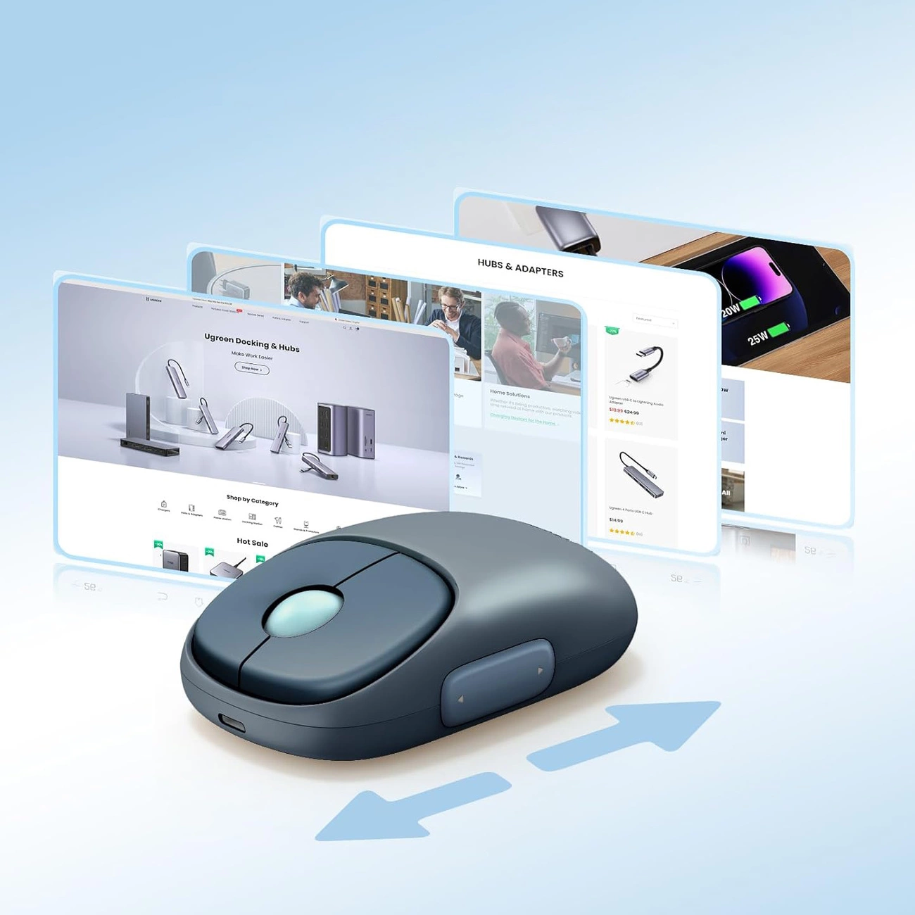 Ugreen MU102 FUN+ Bluetooth / 2,4 GHz belaidė pelė - juoda - Image 6