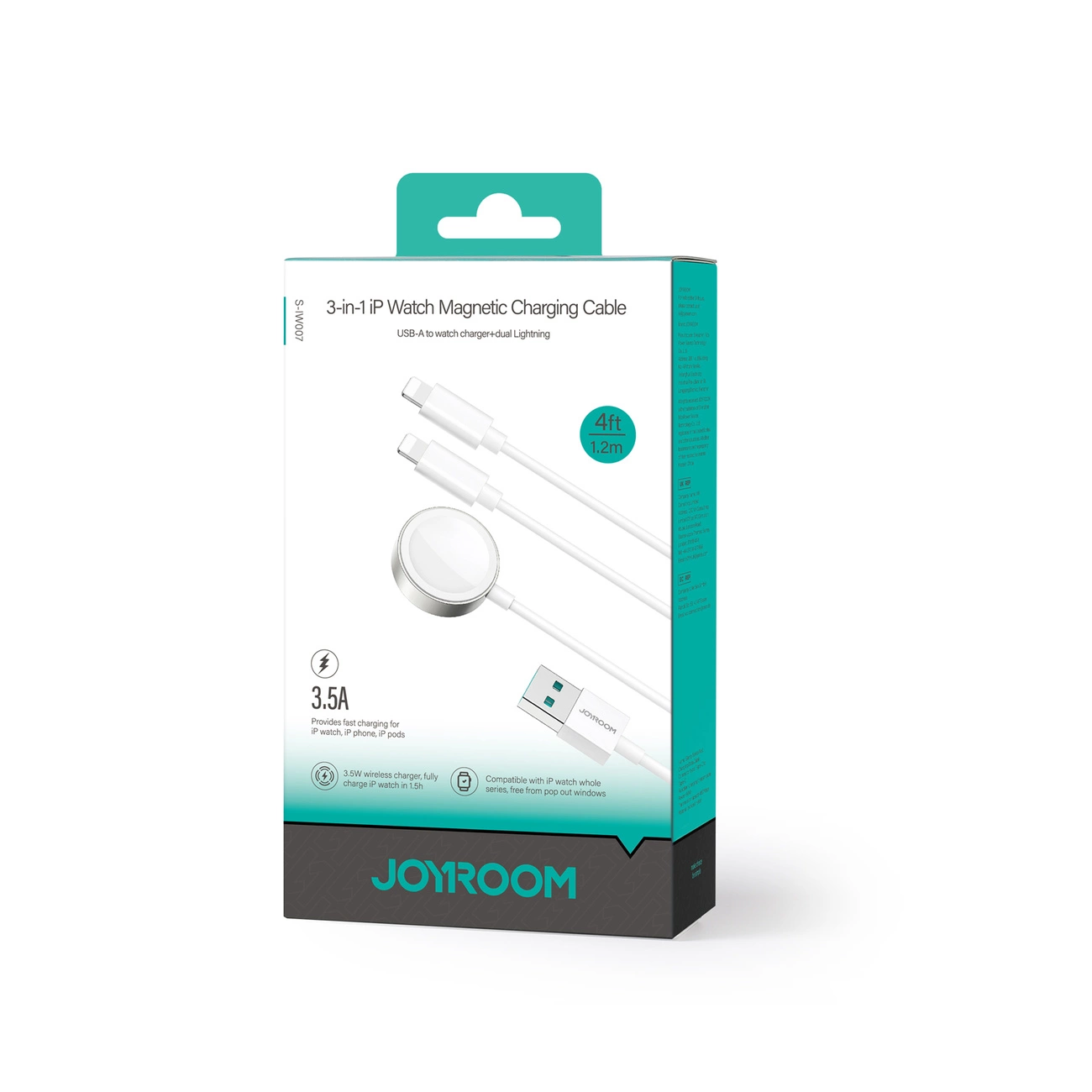 Joyroom S-IW007 3-in-1 USB-A magnetinis įkrovimo laidas - Lightning 1,2 m - baltas - Image 5