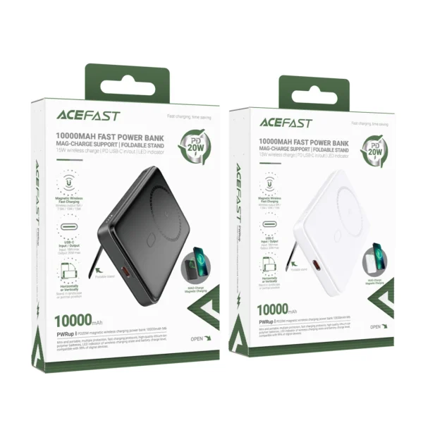 Acefast M6 PD 20W 10000mAh indukcinis powerbank + laidas - juodas - Image 6