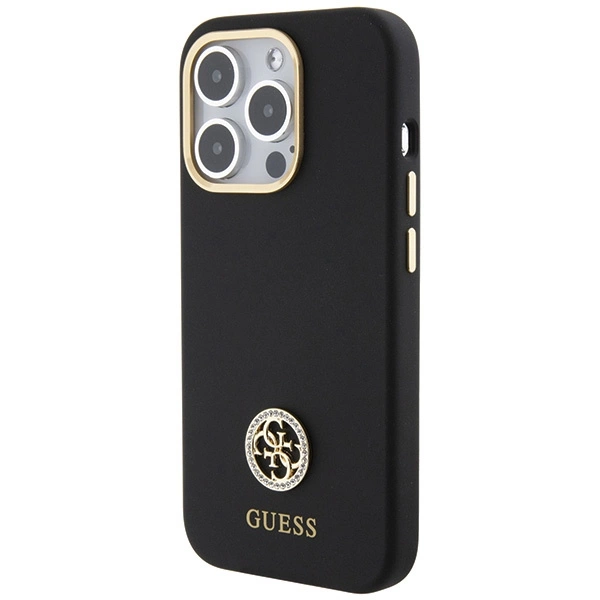 Guess silikoninis Logo Strass 4G dėklas iPhone 15 Pro Max - juodas - Image 2