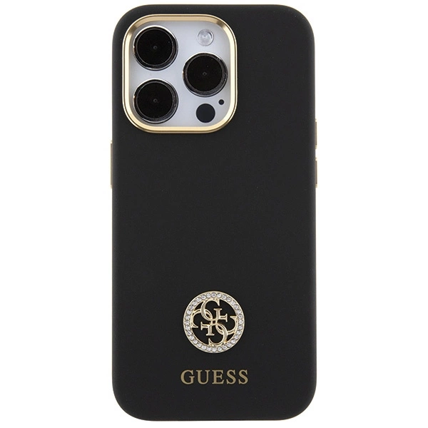 Guess silikoninis Logo Strass 4G dėklas iPhone 15 Pro Max - juodas - Image 3