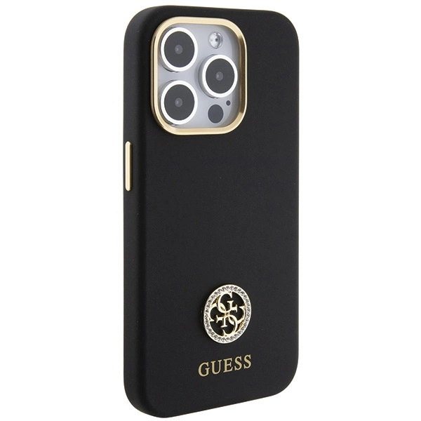 Guess silikoninis Logo Strass 4G dėklas iPhone 15 Pro Max - juodas - Image 4