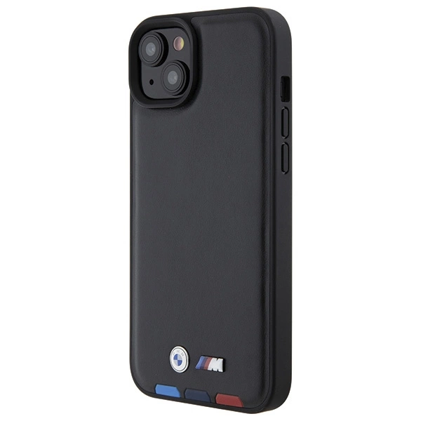 BMW BMHCP15M22PTDK iPhone 15 Plus 6,7" juodas/juodas Leather Stamp Tricolor - Image 2