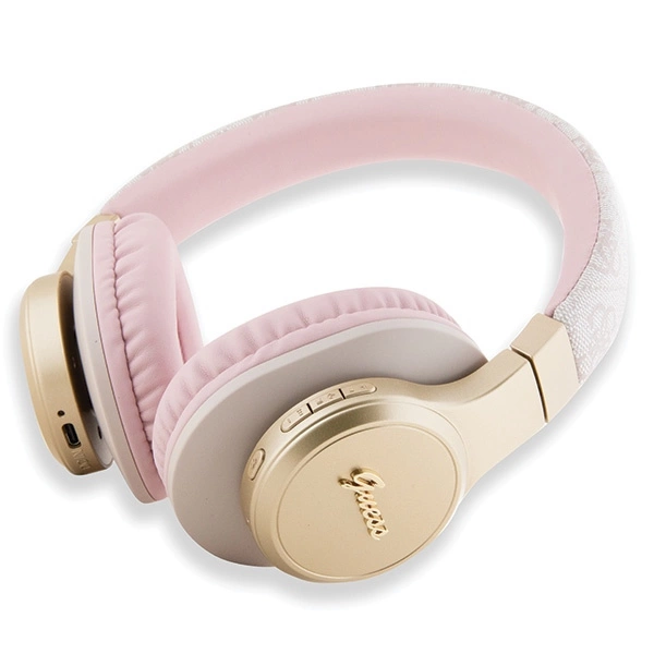 Guess Bluetooth ausinės ant ausų GUBH604GEMP rožinės/rožinės 4G Script - Image 2