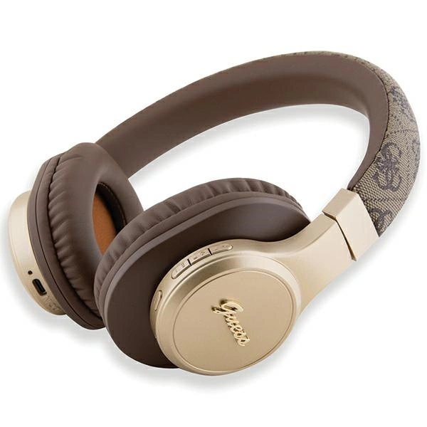 Guess Bluetooth ausinės ant ausų GUBH604GEMW rudos/rudos 4G Script - Image 3
