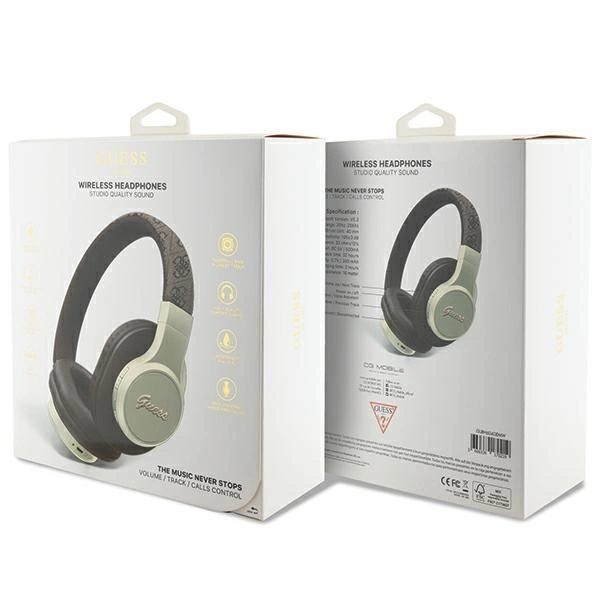 Guess Bluetooth ausinės ant ausų GUBH604GEMW rudos/rudos 4G Script - Image 4