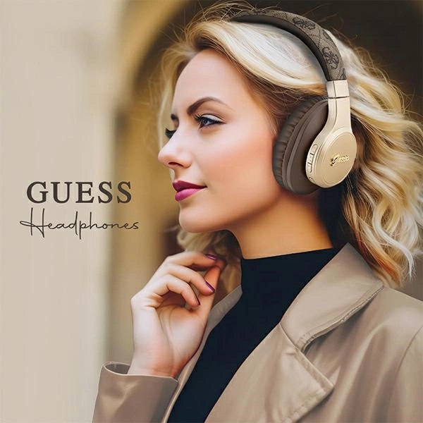 Guess Bluetooth ausinės ant ausų GUBH604GEMW rudos/rudos 4G Script - Image 5