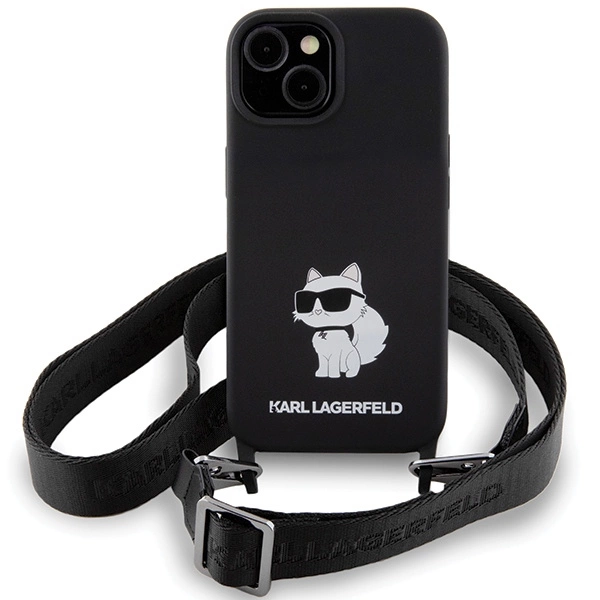 Karl Lagerfeld KLHCP15SSCBSCNK iPhone 15 6,1" hardcase juodas/juodas Crossbody silikoninis Choupette - Image 2