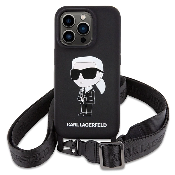 Karl Lagerfeld KLHCP15XSCBSKNK iPhone 15 Pro Max 6,7" hardcase juodas/juodas Crossbody silikoninis Ikonik - Image 2