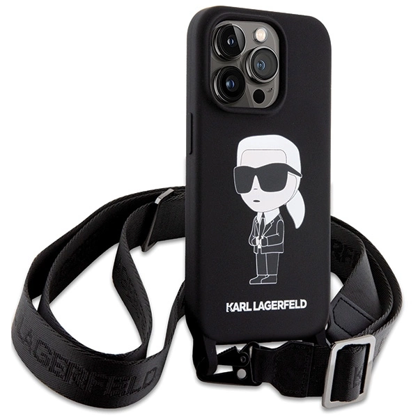 Karl Lagerfeld KLHCP15XSCBSKNK iPhone 15 Pro Max 6,7" hardcase juodas/juodas Crossbody silikoninis Ikonik - Image 3
