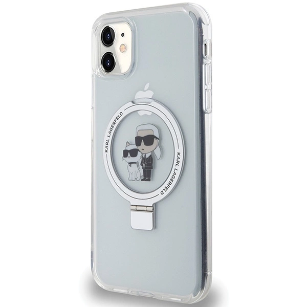 Karl Lagerfeld KLHMN61HMRSKCH iPhone 11 / Xr 6,1" baltas/baltas hardcase Ring Stand Karl & Choupette MagSafe - Image 2