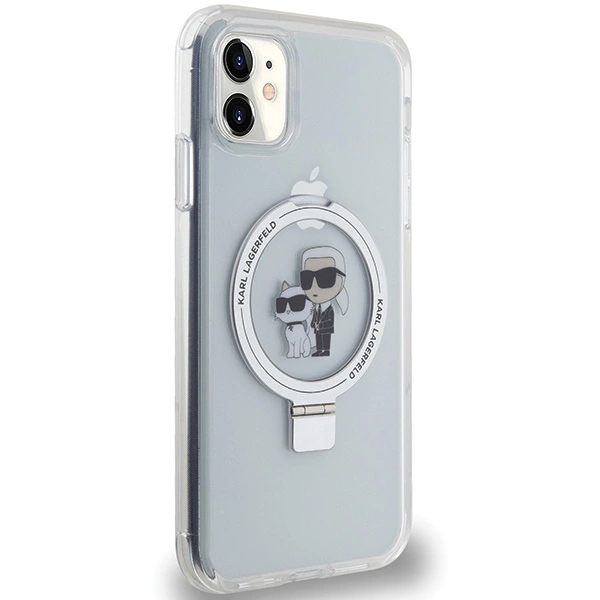 Karl Lagerfeld KLHMN61HMRSKCH iPhone 11 / Xr 6,1" baltas/baltas hardcase Ring Stand Karl & Choupette MagSafe - Image 4
