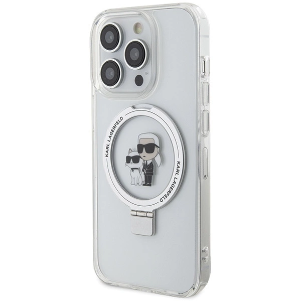 Karl Lagerfeld KLHMP14LHMRSKCH iPhone 14 Pro 6,1" baltas/baltas hardcase Ring Stand Karl & Choupette MagSafe - Image 2