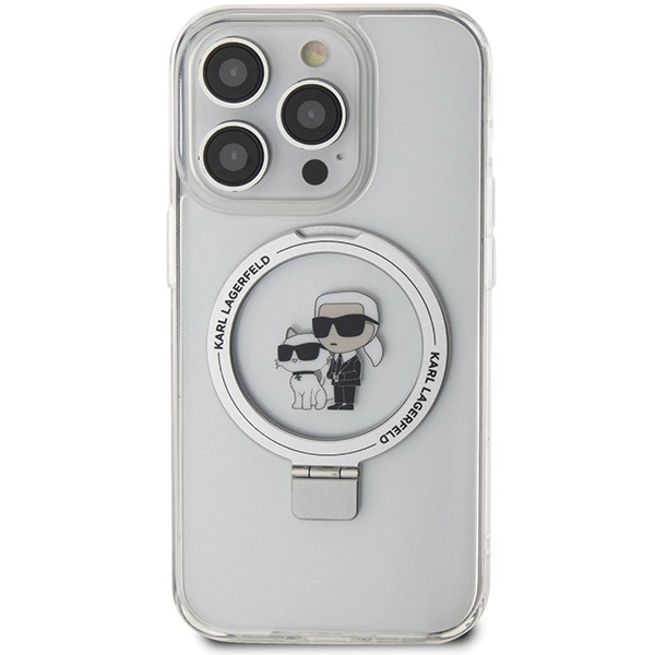 Karl Lagerfeld KLHMP14LHMRSKCH iPhone 14 Pro 6,1" baltas/baltas hardcase Ring Stand Karl & Choupette MagSafe - Image 3